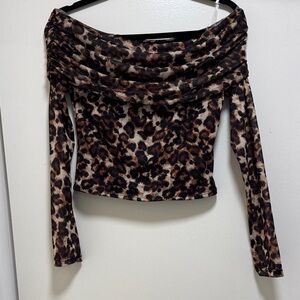 Leopard Print Off-Shoulder Top
